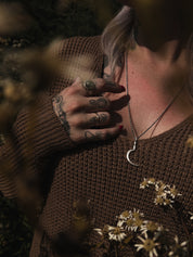 Sombre Moisson Sickle Pendant LIMITED Pre Orders - Silver Witchy Fall Harvest Necklace