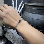 Cat-acombs Hexe Bracelet -Choker Amethyst - Bones silver - LIMITED