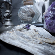 Cat-acombs Portal Ring Amethyst - Bones silver ring - LIMITED