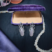 Big Pink Chalcedony Death by Ribbons Earrings - Uneven X Olivia Faust