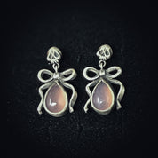 Small Pink Chalcedony Death by Ribbons Earrings - Uneven X Olivia Faust
