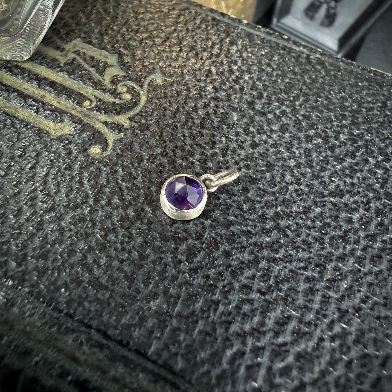 Amethyst Charm | Round Rose Cut Purple Amethyst