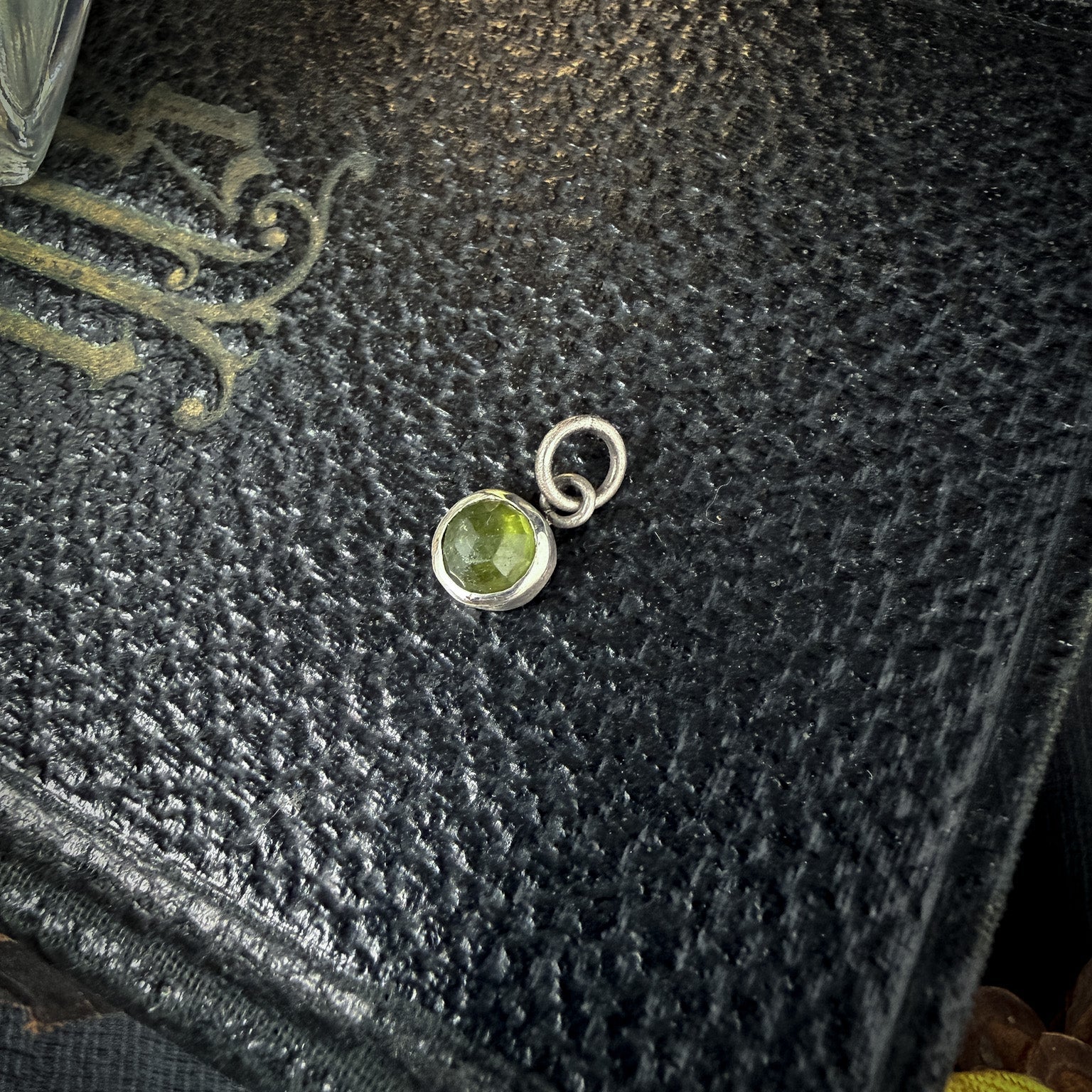 Vesuvianite Charm | Round Rose Cut Green Vesuvianite