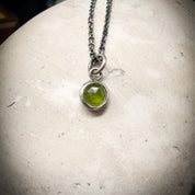 Vesuvianite Charm | Round Rose Cut Green Vesuvianite