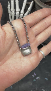 Bubbling Grape Agate Cauldron Necklace LIMITED  Witchy Pendant