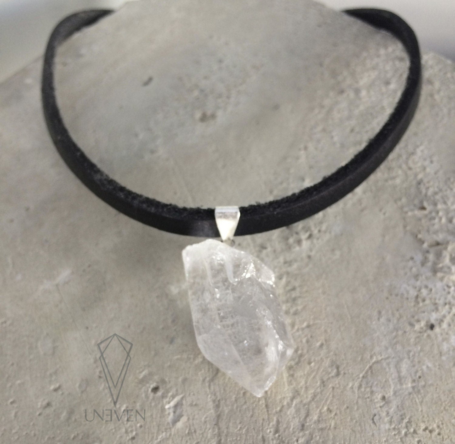 Leather and Crystal Choker