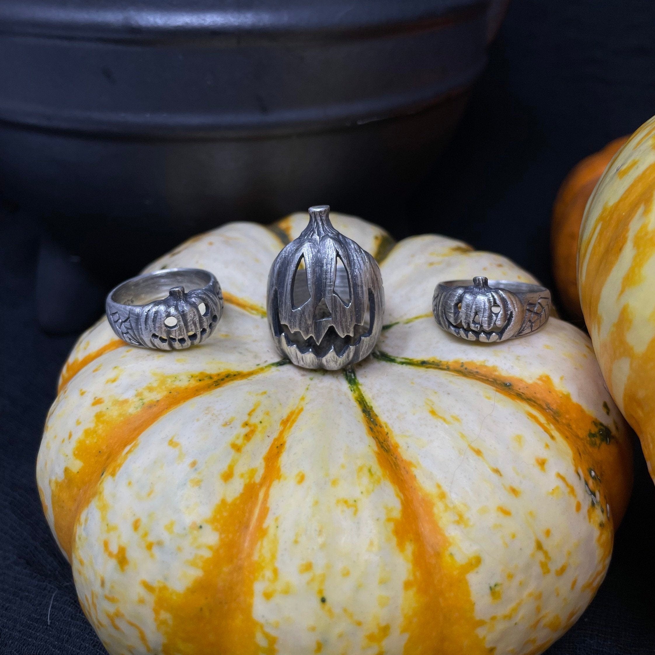 Small Spooky Jack-O Pumpkin Ring - Ready to Ship