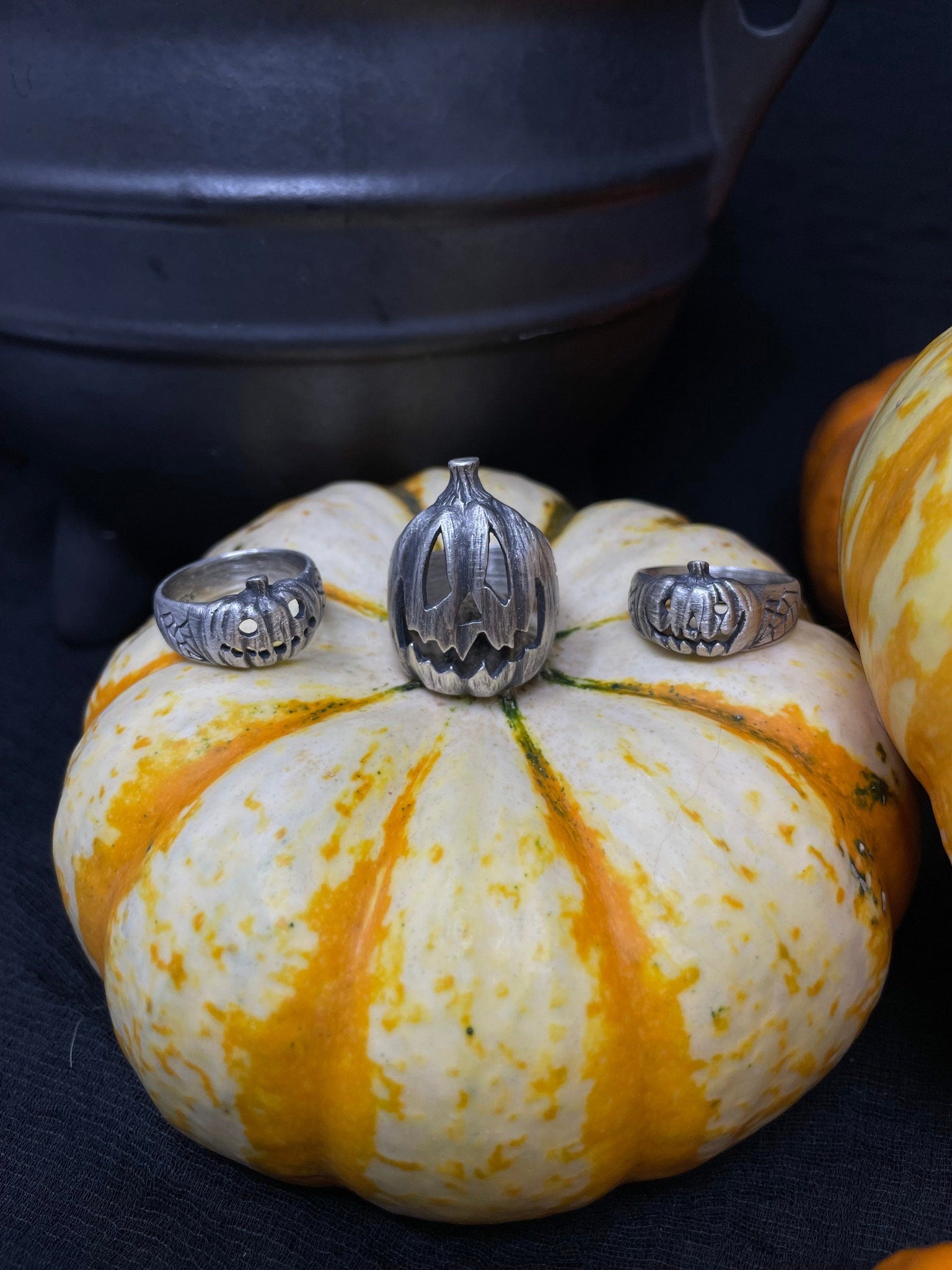 Small Spooky Jack-O Pumpkin Ring - Ready to Ship