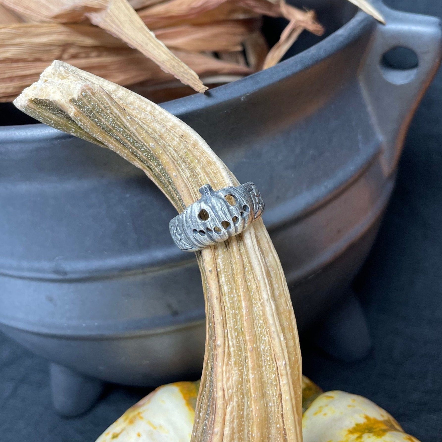 Small Spooky Jack-O Pumpkin Ring - Ready to Ship