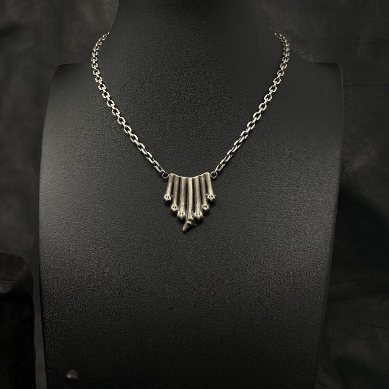 Bones Crown Chunky silver necklace - Ready to Ship