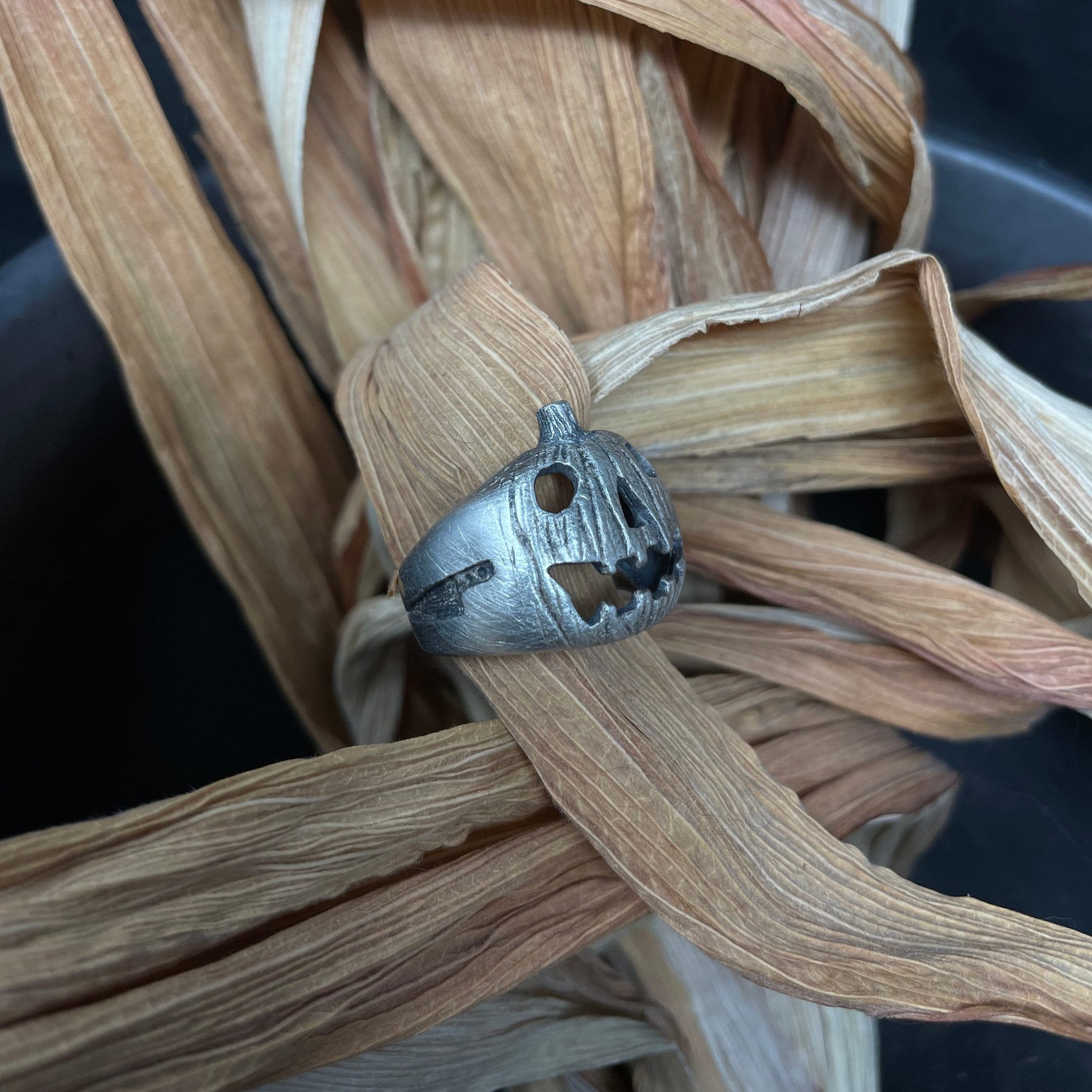 Halloween Jack-O Pumpkin Silver Ring - Ready to Ship